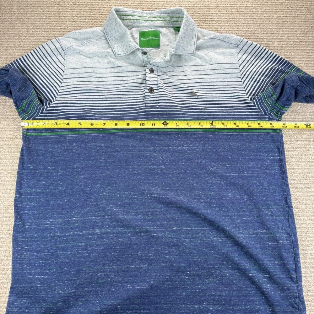 Tommy Bahama Polo Shirt Mens Large Blue Cotton Striped Coastal Nautical Beachy - Picture 5 of 12
